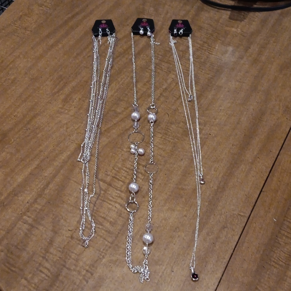 Paparazzi Silvertone chains with matching earrings